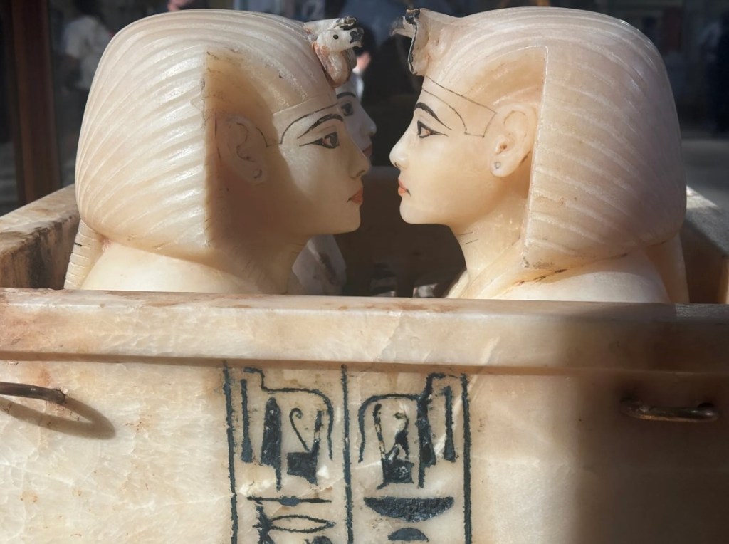 This alabaster canopic chest of Tutankhamun is considered to be one of the finest masterpieces of King Tutankhamun's collection.