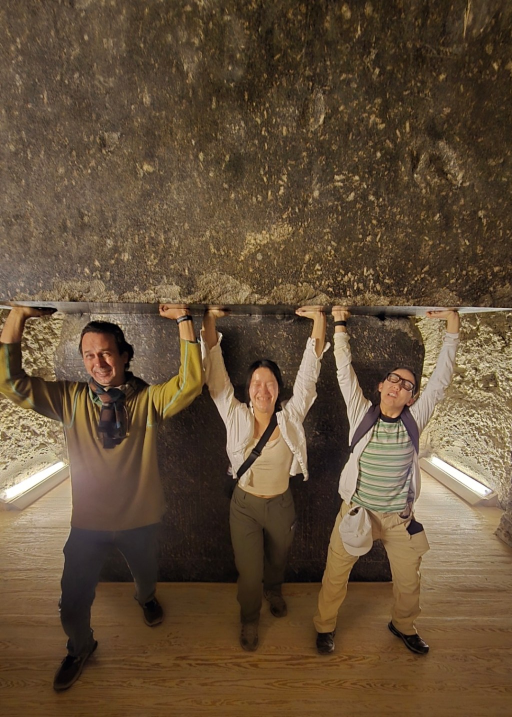Holding up the sarcophagus at the Serapeum of Saqqara, Tomb of the Sacred Apis Bulls