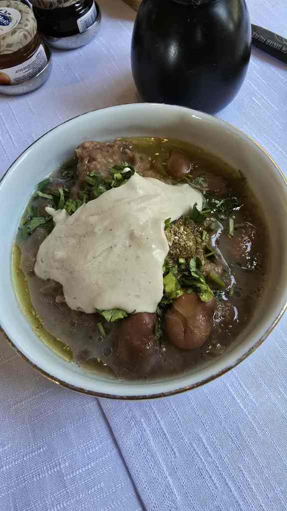 Ful Medames, one of Egypt's famous national dishes, absolutely delicious for breakfast.