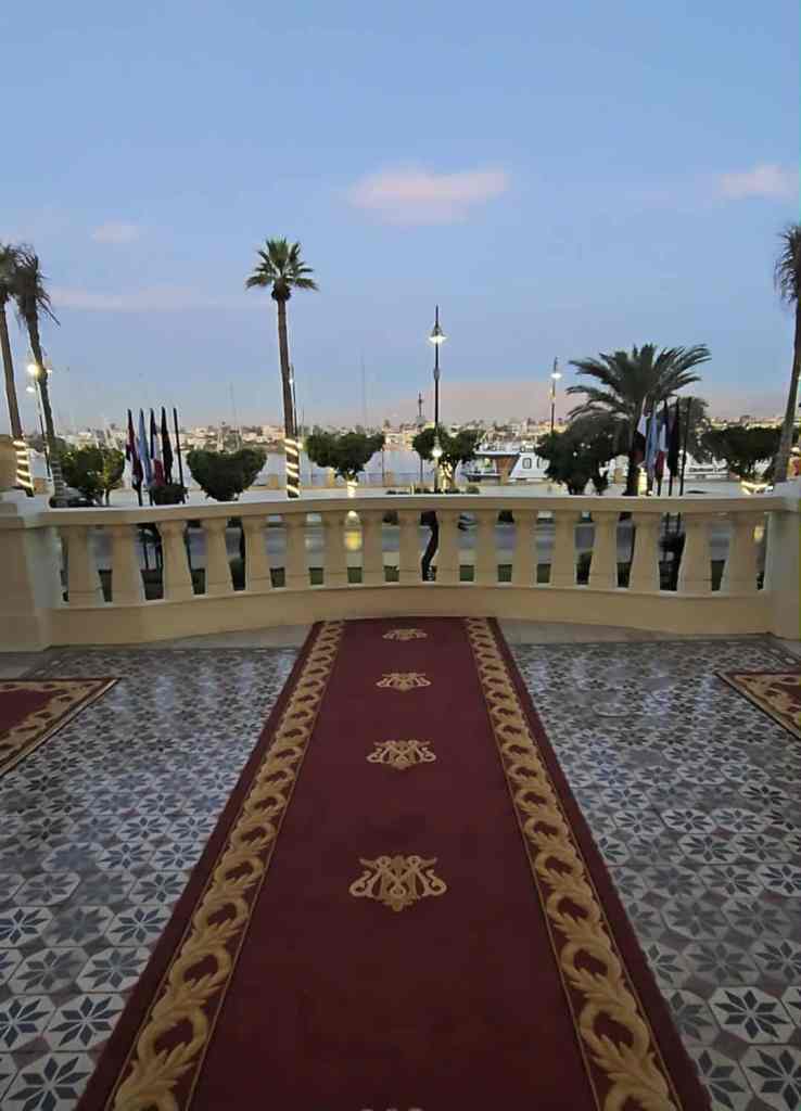 Sunrise on the Nile from the front of the Winter Palace Hotel. 
