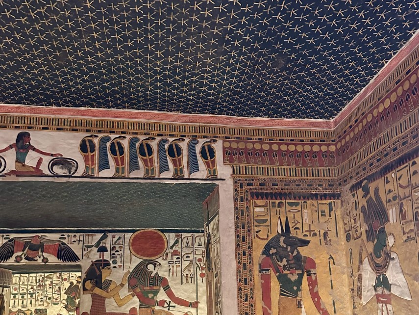 The starry ceilings depicting the cosmos, in Nefertari's tomb